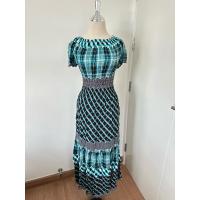 ราคา เดรสยาว เปิดไหล ลายผ้าขาวม้า มือ2 (21484755854)