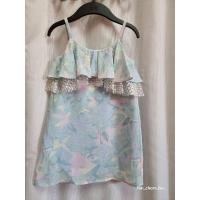 ราคา ชุดเดรสสายเดี่ยวเด็กKloset_sz.5-6Y_สีฟ้าระบายอก (23689376743)