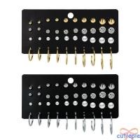 ราคา Cutie 20 คู่คริสตัลโลหะหรูหรา Pearl Hoop ต่างหูสตั๊ดคริสตัลรอบต่างหูเครื่องประดับสําหรับผู้ชายผู้หญิง Unisex (55402572252)