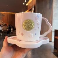 ราคา แก้วสตาร์บัค ลายดอกซากุระ สีชมพูไล่เฉด ถ้วยเซรามิค แก้วมัค (21181187947)