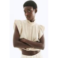 ราคา H&M(เอชแอนด์เอ็ม) เสื้อเบลาส์ผ้าฝ้ายมุสลินแขนระบาย ผู้หญิง 1288339_2 (43067017907)