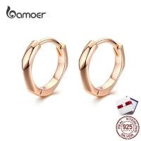 ราคา Bamoer ต่างหูห่วงวงกลม เงินแท้ 925 สีโรสโกลด์ สําหรับผู้หญิง (2262206874)