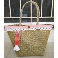 ราคา กระเป๋ากระจูดสานแต่งลูกไม้ (6112164263)