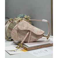 ราคา Dior Tiger Saddle Jacquard Mini Crossbody Bag สีชมพู ขนาดใหญ่ พวงมาลัยหนังปักลาย (43376302419)