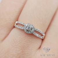 ราคา 65Carat แหวนเพชรแท้ 0.26 กะรัต Haloring เพชรเบลเยี่ยมคัท น้ำ100 ทองแท้9K{37.5%} รหัสR17 (27723208871)
