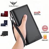 ราคา ♞WilliamPOLO กระเป๋าสตางค์ผู้ชายหนังแท้ แบบยาวความจุสูง ฟังก์ชั่นครบ ดีไซน์เท่ ของแท้100% JKX (40050895630)