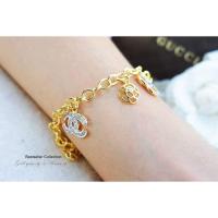 ราคา สร้อยข้อมือทองฝังเพชร CZ แท้ ชุบทอง 5 ไมครอน (2365949974)