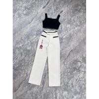 ราคา ชุดเซตขาวยาวเสื้อกล้ามสีดำกางเกงขายาวสีครีมแต่งแถบดำ งานป้าย Bellita SizeL ***มือ1ป้ายห้อย (17897763305)