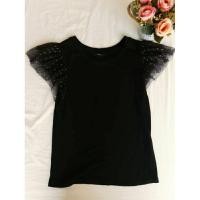 ราคา เสื้อยืดสีดำแขนมุ้งผ้าบางมือสอง (24422633381)
