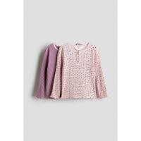 ราคา H&M(เอชแอนด์เอ็ม) เสื้อคอตตอนริบ 2 ชิ้น Girls 2-pack ribbed cotton tops 1297236_1 (41822163911)