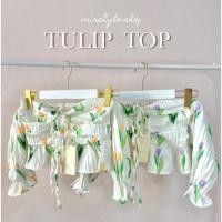 ราคา เสื้อปาดไหล่ลายดอก เสื้อปาดไหล่ทรงครอปคล้องคอ (22879667099)