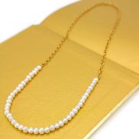 ราคา สร้อยคอไข่มุกแท้ Sandy Pearl Necklace 18” สร้อยเงินแท้ ชุบทอง 18K yellow gold ปรับความยาวได้ (22727136237)