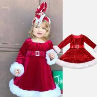 ราคา (เสื้อผ้ามือสอง สภาพดี) ชุดกระโปรงแซนตี้ ซานตาคลอส Xmas เดรสเด็กผู้หญิง ผูกหลังได้ คริสมาสต์ กระโปรงสีแดง แขนยาว (18773090981)
