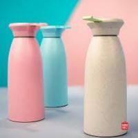 ราคา Miniso Official ขวดแก้ว 350ml ขวดน้ําดื่มแบบพกพาฟางข้าวสาลี telescopic ยกเชือกข้าวสาลีแก้ว (19587021777)