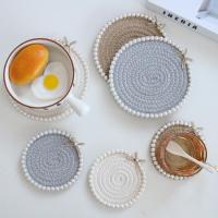 ราคา [พร้อมสต็อก] ไข่มุก อิน สไตล์รถไฟเหาะเชือกฝ้ายทอมือแผ่นรองจานรอบรถไฟเหาะหนาดูดซับฉนวนกันความร้อนรถไฟเหาะผ้า WJ (55950773090)