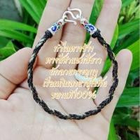 ราคา กำไลถักลายกระ_ดู_กงูดำขาวของแท้เรือนเงินลงยาแท้ (22420137499)