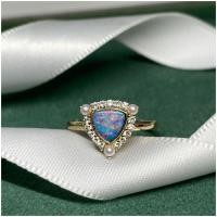 ราคา สุภาพสตรีโอปอลเพชรฝังแหวนแฟชั ่ น S925 เงินสเตอร ์ ลิงแหวนชุบทอง (27652379386)