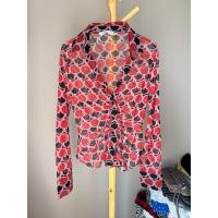 ราคา เสื้อเชิ๊ตแขนยาวซีทรู ลายวงกลมสีแดงดำ แบรนด์ Zara แท้ ไซส์ S มือสอง (28825135351)