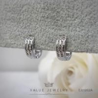 ราคา ต่างหูห่วง ฝังคริสตัลแท้ 2แถว ขนาดเล็ก มี2สี ตุ้มหู เครื่องประดับแฟชั่น ER1201 ER1202 Value Jewelry (27321075029)