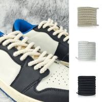 ราคา 1 คู่ 7 มม.ความกว้างผ้าฝ้ายผ้าลินิน Twist สาน Shoelaces เชือก Shoestring รองเท้าหนา Laces Bold รองเท้า Strings Vintage ผู้ใหญ่สีทึบ (28627712409)