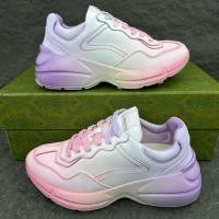 ราคา 100% ของแท้ Gucci Rhyton คอลเลกชันสบาย ๆ แฟชั่นร้อยรองเท้าผ้าใบผู้ชายผู้ชายรองเท้าพ่อล้างมัดย้อมสีม (27922700797)