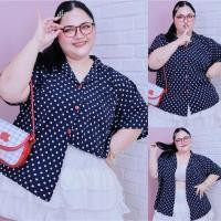 ราคา [ ส่งฟรี ] เสื้อฮาวาย ลายจุด เสื้อเชิ้ตไซส์ใหญ่ เสื้อเชิ้ตคนอ้วน Pokadot พลัสไซส์ สาวอวบ น่ารัก ( หน้าผ้า 62" ) A321 (43168176060)