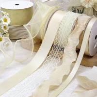 ราคา ริบบิ้น โบว์ริบบิ้น ริบบิ้นโบว์และริบบิ้นห่อของขวัญ สีเบจ สำหรับตกแต่งเค้กและของขวัญ (43875379466)