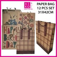 ราคา (AIKO)12 ชิ้น SET PAPER BAG GOODIES BAG THEANTANA HADIAH 31X42CM (23168901297)