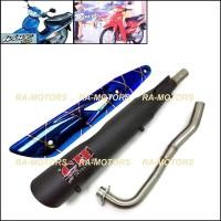 ราคา SPEED ท่อผ่า ดำ+ กันร้อนท่อ น้ำเงินลาย สำหรับ เวฟ100รุ่นเก่า, เวฟ110s รุ่นเก่า, ดรีม100, ดรีมคุรุสภา (รุ่นปลาย125) (10825529065)