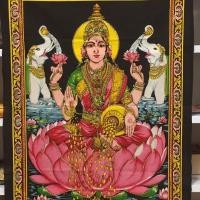 ราคา ผ้าพิมพ์ลายปักเลื่อม พระแม่ลักษมี งานนำเข้าจากอินเดีย ขนาด 80x110 ซม (18740847214)