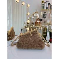 ราคา FENDI Fendi First Mink Fur Lambskin Leather Shoulder Crossbody Clutch Small Khaki MB62 308 (29082775391)