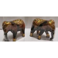 ราคา ช้างไม้แกะสลัก ช้างมงคลแกะสลักลงทอง ช้างคู่เสริมฮวงจุ้ย ช้างแก้บน ขนาดสูง 4 นื้ว (7340307234)