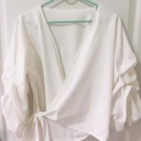 ราคา เสื้อเชิ้ตสีขาว แขนพอง (1037227911)