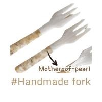 ราคา ส้อมทํามือ 1 ชิ้น FIMUE Mother of Pearl Terrazzo Limited Edition Natural Shell Tableware (42756791807)