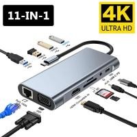 ราคา Usb C HUB 4K 30Hz ประเภท C ถึง HDMI ใช้งานร่วมกับ USB 3.0 อะแดปเตอร์ 11 ใน 1 ประเภท C HUB Dock PD 87W USB C Splitter สําหรับ Mac Pro Air (29979467541)