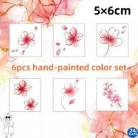 ราคา 6พีซี วาดด้วยมือสีแดงดอกพีชลายสักสาวเซ็กซี่ข้อมือสักสติกเกอร์รอยสักกันน้ํายาวนาน 7 วันสติกเกอร์ผิวรอยสักปลอมชั่วคราว (27210445784)
