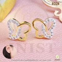 ราคา ต่างหูหัวใจเพชรพันทอง หุ้มทองแท้ ต่างหูเพชรสวิส CZ ต่างหูแป้น ชุบทองไมครอน (12801216417)