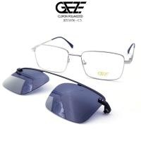 ราคา กรอบแว่นสายตา GEZE Clip-On รุ่น RY1036-C3 เต็มกรอบสีเงิน คลิปออนแม่เหล็ก เลนส์กันแดด Polarized (839561574)