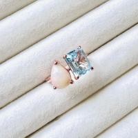 ราคา [มีวงเดียวเท่านั้นค่ะ] แหวนเงินแท้ 925 ฝังพลอยโอปอล์ทรงหยดน้ำ(Opal) และพลอยบลูโทปาส(Blue Topaz) (56702128017)