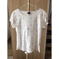 ราคา เสื้อยืดสีขาวลายสมอเรือ แบรนด์ Emily สภาพดี Size L (18947682766)