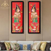 ราคา ภาพวาดเทวดาตกแต่งผนัง รูปภาพสีน้ำพร้อมกรอบ ภาพวาดตกแต่งผนัง เทพพนม ภาพ มงคล พลังงานบวก (6802179745)