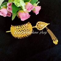 ราคา ชุดรัดเกล้า + ปิ่นปักผม รัดเกล้าสีทองลายดอกพิกุล (40972772136)