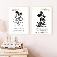 ราคา มิกกี้เมาส์มินิมอลศิลปะพิมพ์ สีดำและสีขาว สำหรับภาพผนังตกแต่งห้องเด็ก (48750844813)