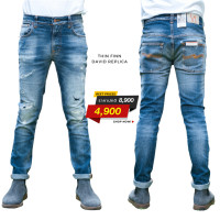 ราคา *Thin Finn David Replica ยีนส์ฟอก Replica ทรงกระบอกเล็กกึ่งเดฟ Nudie ของแท้ 100% (9615546176)