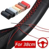 ราคา Universal หนังพวงมาลัยรถ Stitch On Wrap Cover Fit สําหรับ 38 ซม. 14 "DIY เย็บ Breathable และ Anti Slip (29617060393)