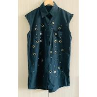 ราคา เสื้อผ้าCotton แขนกุดทรงตัวยาวงานแต่งตอกตาไก่สีทอง แบรนด์ Topshop อก 40“ ยาว 31” (ของแม่ค้าเองค่ะ) (24585528440)