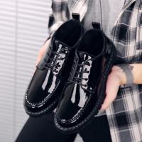 ราคา รองเท้าผ้าใบ รองเท้าหนังแก้ว ผู้ชาย หนังเทียม คัชชู ใส่ทำงาน ใส่ลำลอง แบบผูกเชือก (25069800143)