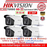 ราคา Hikvision กล้องวงจรปิด 2MP รุ่น DS-2CE16D8T-IT3F 3.6mm SET 4 ตัว (2226263364)