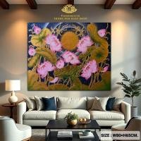 ราคา ภาพวาดทุ่งดอกบัวขนาดW80H65cm รูปมงคลติดผนัง ภาพแต่งโรงแรมห้องพักร้านนวดสปา ของขวัญที่ระลึก ภาพดอกบัว (6677697278)