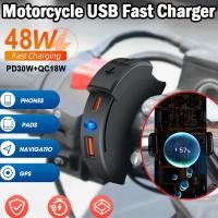 ราคา QC3.0 รถจักรยานยนต์ USB Fast Charger 30W ประเภท C พอร์ตซ็อกเก็ตกันน้ํา Handlebar วงเล็บยึดชาร์จโทรศัพท์สําหรับจักรยาน Moto (44171607709)